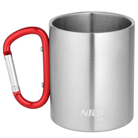NC17110 KUBEK KEMPINGOWY Z KARABIŃCZYKIEM 330 ML STAL NIERDZEWNA CZERWONY NILS CAMP