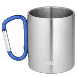 NC17110 KUBEK KEMPINGOWY Z KARABIŃCZYKIEM 330 ML STAL NIERDZEWNA NIEBIESKI NILS CAMP