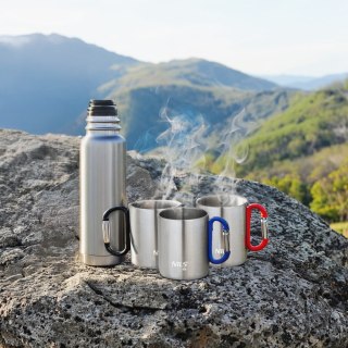 NC17110 KUBEK KEMPINGOWY Z KARABIŃCZYKIEM 330 ML STAL NIERDZEWNA NIEBIESKI NILS CAMP