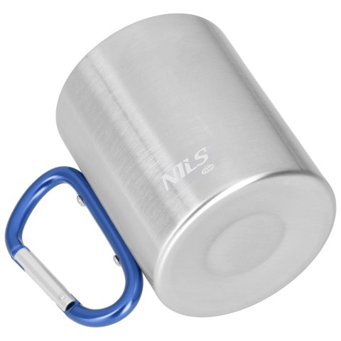 NC17110 KUBEK KEMPINGOWY Z KARABIŃCZYKIEM 330 ML STAL NIERDZEWNA NIEBIESKI NILS CAMP