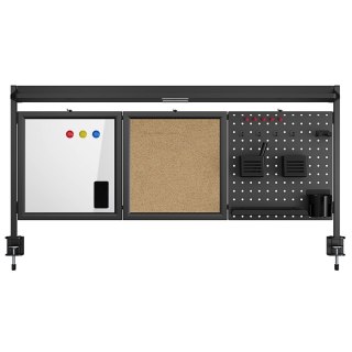 Przegroda biurkowa / organizer Ergo Office, max. obciążenie 10kg, biała i korkowa tablica, szerokość 1250mm, czarna,ER-300 B