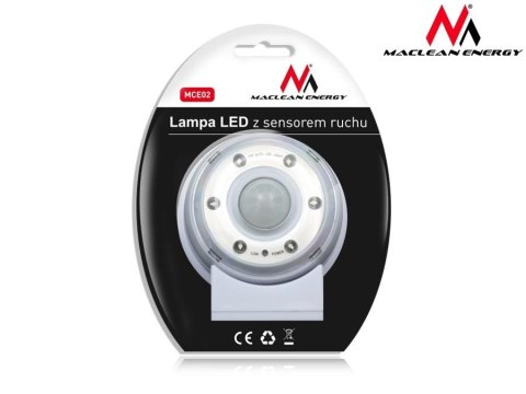 Lampa LED z sensorem ruchu Maclean MCE02 magnes, stojak, haczyk czas świecenia 20s 60s 90s 4xAAA Lampa LED z sensorem ruchu Maclean MCE02 magnes, stojak, haczyk czas świecenia 20s 60s 90s 4xAAA
