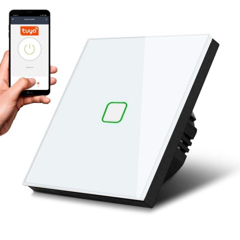 Włącznik dotykowy światła Maclean MCE716W pojedynczy, SMART, Tuya APP, szklany, biały z kwadratowym podśw. przycisku, 86x86mm Włącznik dotykowy światła Maclean MCE716W pojedynczy, SMART, Tuya APP, szklany, biały z kwadratowym podśw. przycisku, 86x86mm