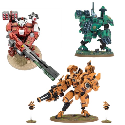 Warhammer 40K – Tau XV88 Broadside Battlesuit + drony, 91 części, BTC