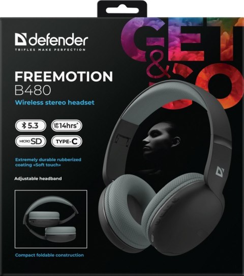 SŁUCHAWKI DEFENDER BLUETOOTH FREEMOTION B480 CZARNE