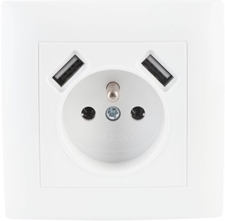 Gniazdo pojedyncze z uziemieniem z USB VCX LC 13A Biały