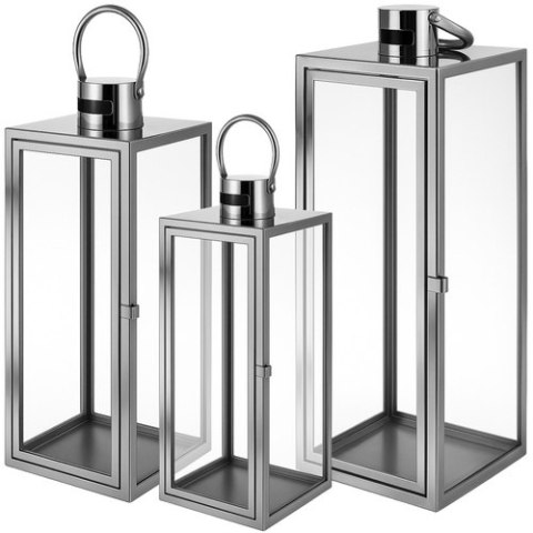 Lampiony srebrne 38/49/63cm 3szt. Ruhhy 26477