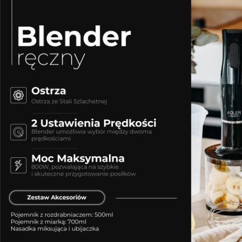 Blender ręczny-|Zestaw | Pojemnik 500ml | Pojemnik z miarką: 700ml