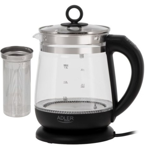 Czajnik szklany 1,5 L z zaparzaczem i regulacją temperatury | 1,5 L | LED | 60-100°C |