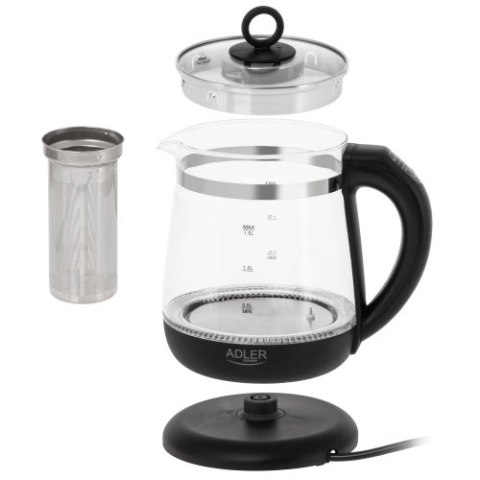 Czajnik szklany 1,5 L z zaparzaczem i regulacją temperatury | 1,5 L | LED | 60-100°C |