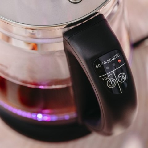 Czajnik szklany 1,5 L z zaparzaczem i regulacją temperatury | 1,5 L | LED | 60-100°C |