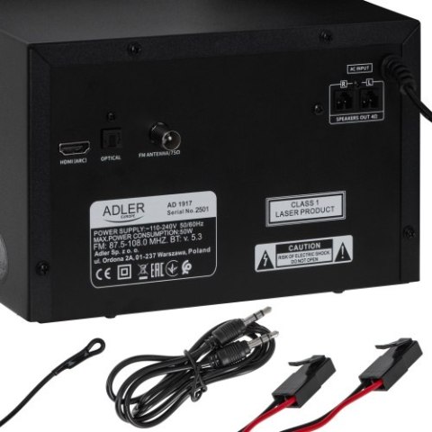 Wieża HI-FI z Bluetooth, CD, USB i radiem FM