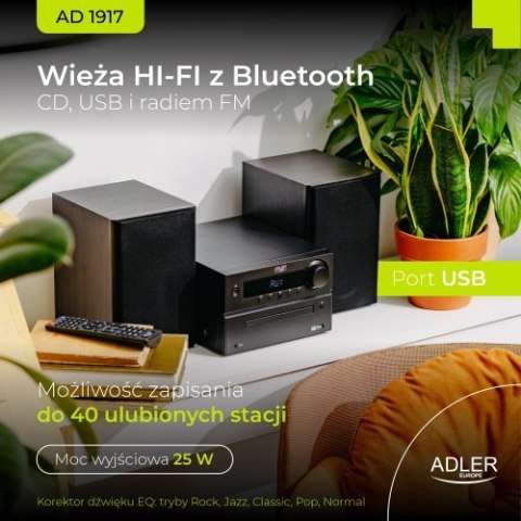 Wieża HI-FI z Bluetooth, CD, USB i radiem FM