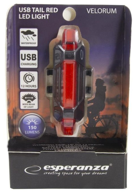 Lampka LED rowerowa Esperanza VELORUM EOT014 na tył USB Lampka LED rowerowa Esperanza VELORUM EOT014 na tył USB