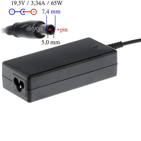 Zasilacz sieciowy Akyga AK-ND-05 do notebooka 19,5V/3,34A 65W 7.4x5.0mm + pin Zasilacz sieciowy Akyga AK-ND-05 do notebooka 19,5V/3,34A 65W 7.4x5.0mm + pin