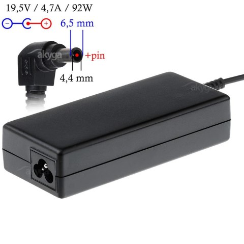 Zasilacz sieciowy Akyga AK-ND-20 do notebooka 19,5V/4,7A 92W 6.5x4.4mm + pin Zasilacz sieciowy Akyga AK-ND-20 do notebooka 19,5V/4,7A 92W 6.5x4.4mm + pin