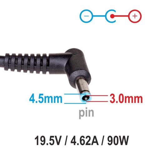 Zasilacz sieciowy Akyga AK-ND-53 do notebooka 19,5V/4,62A 90W 4.5x3.0mm + pin Zasilacz sieciowy Akyga AK-ND-53 do notebooka 19,5V/4,62A 90W 4.5x3.0mm + pin
