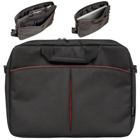 Torba na laptopa notebok IOTA 15.6" Czarna DEFENDER pasek mocny materiał