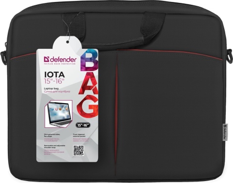 Torba na laptopa notebok IOTA 15.6" Czarna DEFENDER pasek mocny materiał