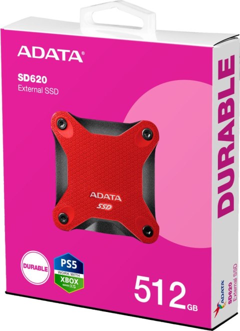 Adata Dysk zewnętrzny SSD SD620 512G U3.2A 520/460 MB/s czerwony