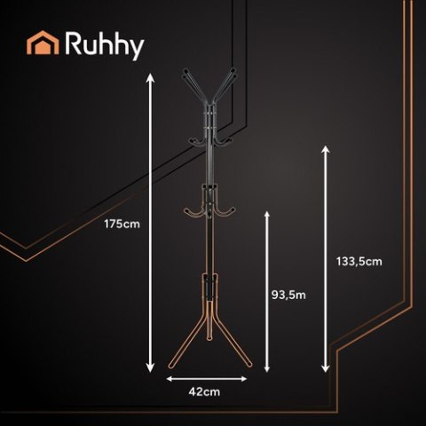 Wieszak stojący 170cm - czarny Ruhhy 26362