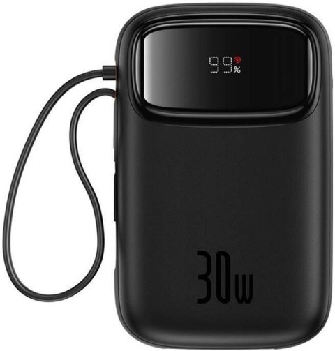 Powerbank Baseus QPow 2 10000mAh 30W z 2 wbudowanymi kablami USB-C - czarny