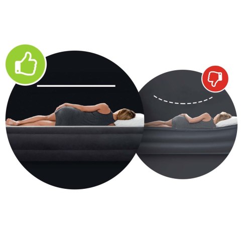 Duży materac dmuchany dwuosobowy 203x183x25 cm łóżko z zagłówkiem INTEX 64144