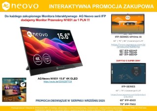 AG NEOVO MONITOR INTERAKTYWNY 65 CALI IFP-6503 + AG NEOVO PORTABLE MONITOR 15" OLED 4K USB-C HDMI za 1 zł