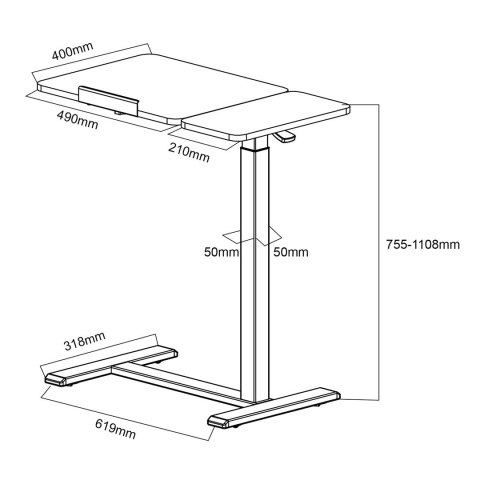 MACLEAN MOBILNE BIURKO/STAND NA LAPTOP, BIAŁE, REGULACJA WYSOKOŚCI 76-109CM, MAX. 30KG MC-120 W