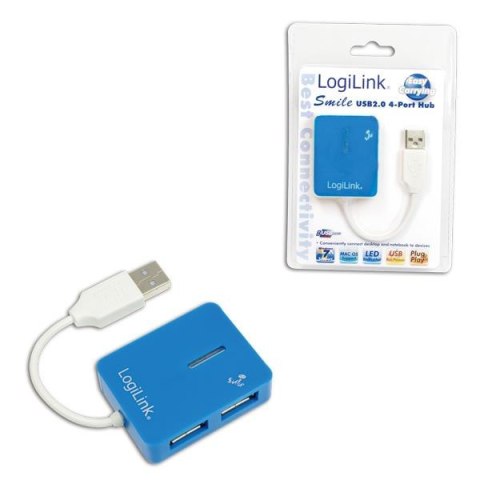 Hub USB LogiLink UA0136 4xUSB 2.0, niebieski Hub USB LogiLink UA0136 4xUSB 2.0, niebieski