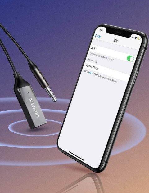 Ugreen Odbiornik dźwięku adapter audio Bluetooth 5.3 USB-3,5 mm mini jack (czarny)