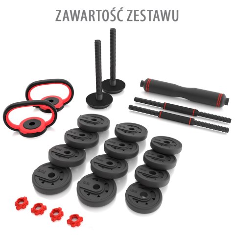 SGX120 (2 CZĘŚCI) PROSET 6W1 ZESTAW CIĘŻARÓW 20KG HMS