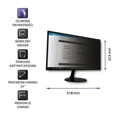 Filtr prywatyzujący RODO Qoltec 24" (16:10) Filtr prywatyzujący RODO Qoltec 24" (16:10)