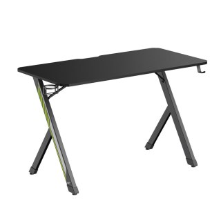 Biurko gamingowe NanoRS RS101, czarne z uchwytem na słuchawki i kubek, max. 75kg, wymiary 1200x600x750mm