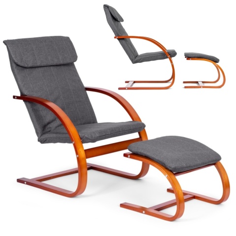 Fotel fiński bujany z podnóżkiem finka leżanka do salonu ModernHome