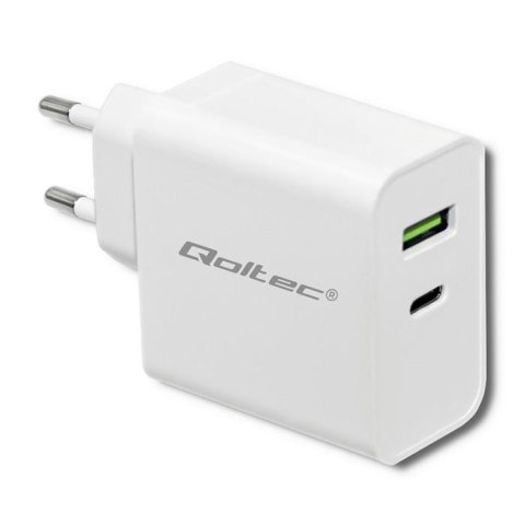 Ładowarka sieciowa Qoltec 45W | 5-20V | 2.4-3A | USB typ C PD | USB | Biała Ładowarka sieciowa Qoltec 45W | 5-20V | 2.4-3A | USB typ C PD | USB | Biała