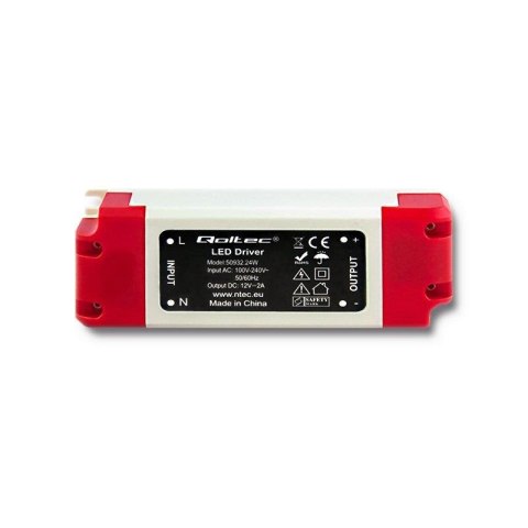 Zasilacz impulsowy LED Qoltec IP20 | 24W | 12V | 2A