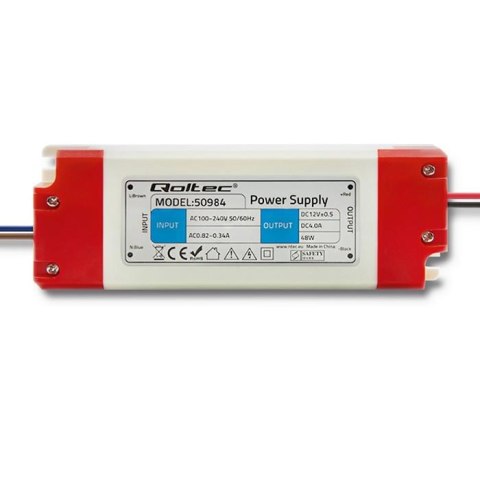 Zasilacz impulsowy LED Qoltec IP20 | 48W | 12V | 4A