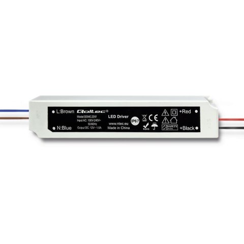 Zasilacz impulsowy LED Qoltec IP67 | 20W | 12V | 1.6A Zasilacz impulsowy LED Qoltec IP67 | 20W | 12V | 1.6A