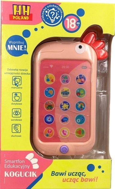 Edukacyjny telefon smartfon kogucik różowy Uczniaczek#CZ