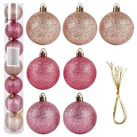 Bombki choinkowe nietłukące różowe zestaw 7 szt. 5 cm