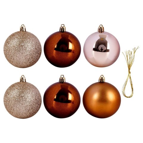 Bombki świąteczne nietłukące bursztynowe zestaw 6 szt. 7 cm