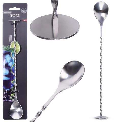 Łyżka barmańska do drinków i koktajli stalowa 28 cm