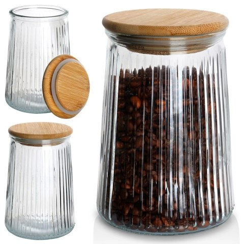 Pojemnik na produkty sypkie szklany z pokrywką i uszczelką 950 ml