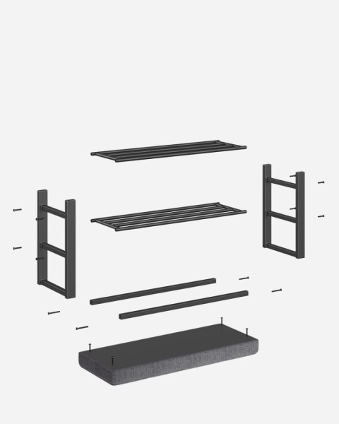 Regał na buty z siedziskiem loftowy 2 półki miękka poduszka