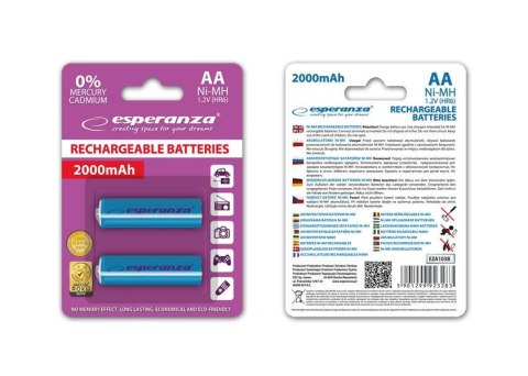 Akumulatorki AA Esperanza 2000mAh 2szt. niebieskie Akumulatorki AA Esperanza 2000mAh 2szt. niebieskie