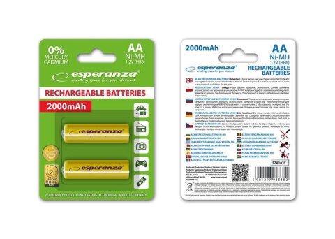Akumulatorki AA Esperanza 2000mAh 2szt. żółte Akumulatorki AA Esperanza 2000mAh 2szt. żółte