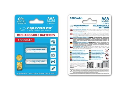 Akumulatorki AAA Esperanza 1000mAh 2szt. białe Akumulatorki AAA Esperanza 1000mAh 2szt. białe
