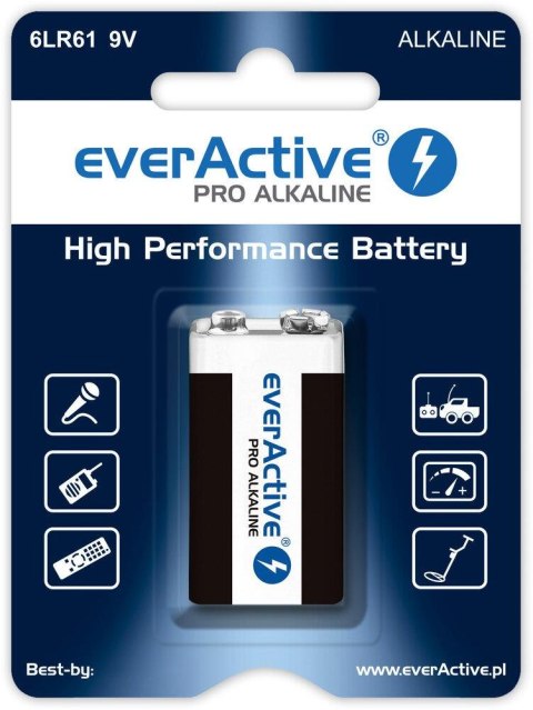 Bateria alkaliczna 6LR61 9V (R9*) everActive Pro Alkaline - 1 sztuka (blister) Bateria alkaliczna 6LR61 9V (R9*) everActive Pro Alkaline - 1 sztuka (blister)