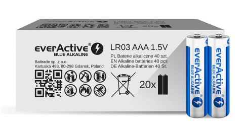 Baterie alkaliczne AAA/LR03 everActive Blue Alkaline 40 sztuk, edycja limitowana Baterie alkaliczne AAA/LR03 everActive Blue Alkaline 40 sztuk, edycja limitowana